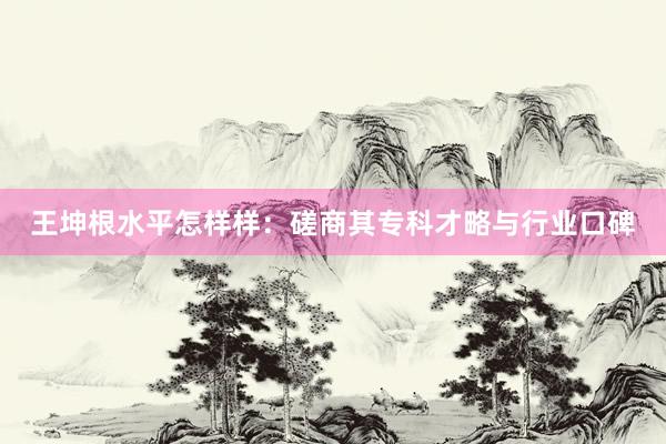 王坤根水平怎样样：磋商其专科才略与行业口碑